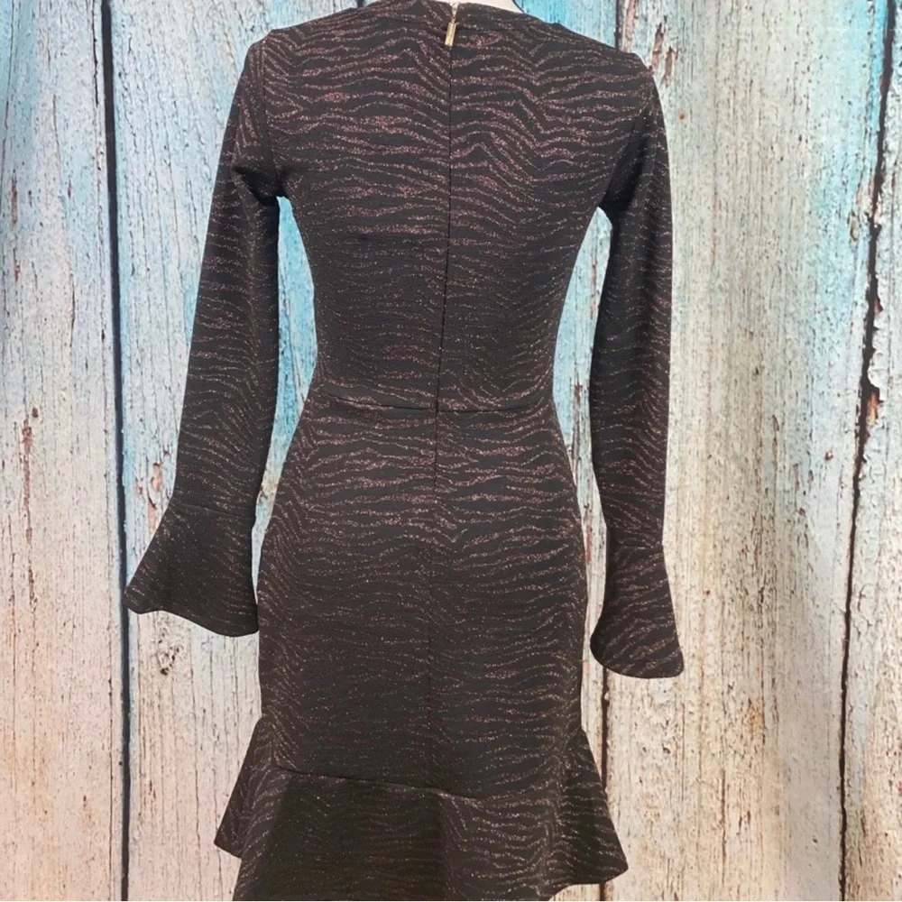 MICHAEL KORS NWT Caramel Animal Print Flounce Trim Dress - Picture 14 of 14